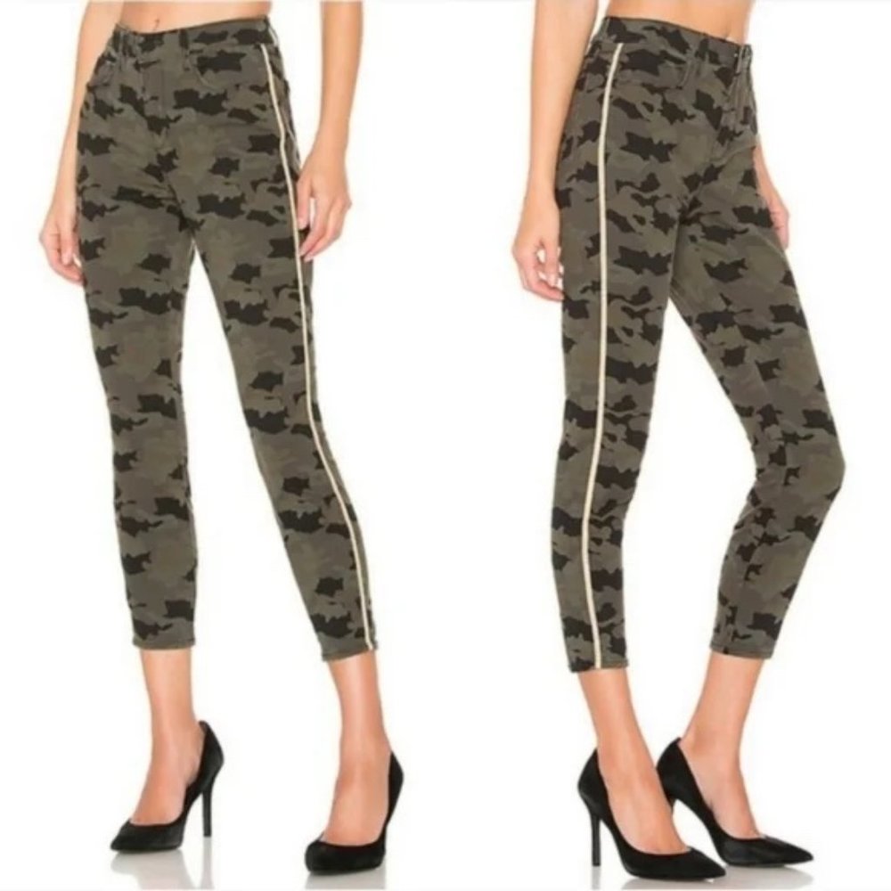 L'AGENCE HIGH RISE SKINNY CAMO JEANS WITH GOLD TRIM SIZE 31